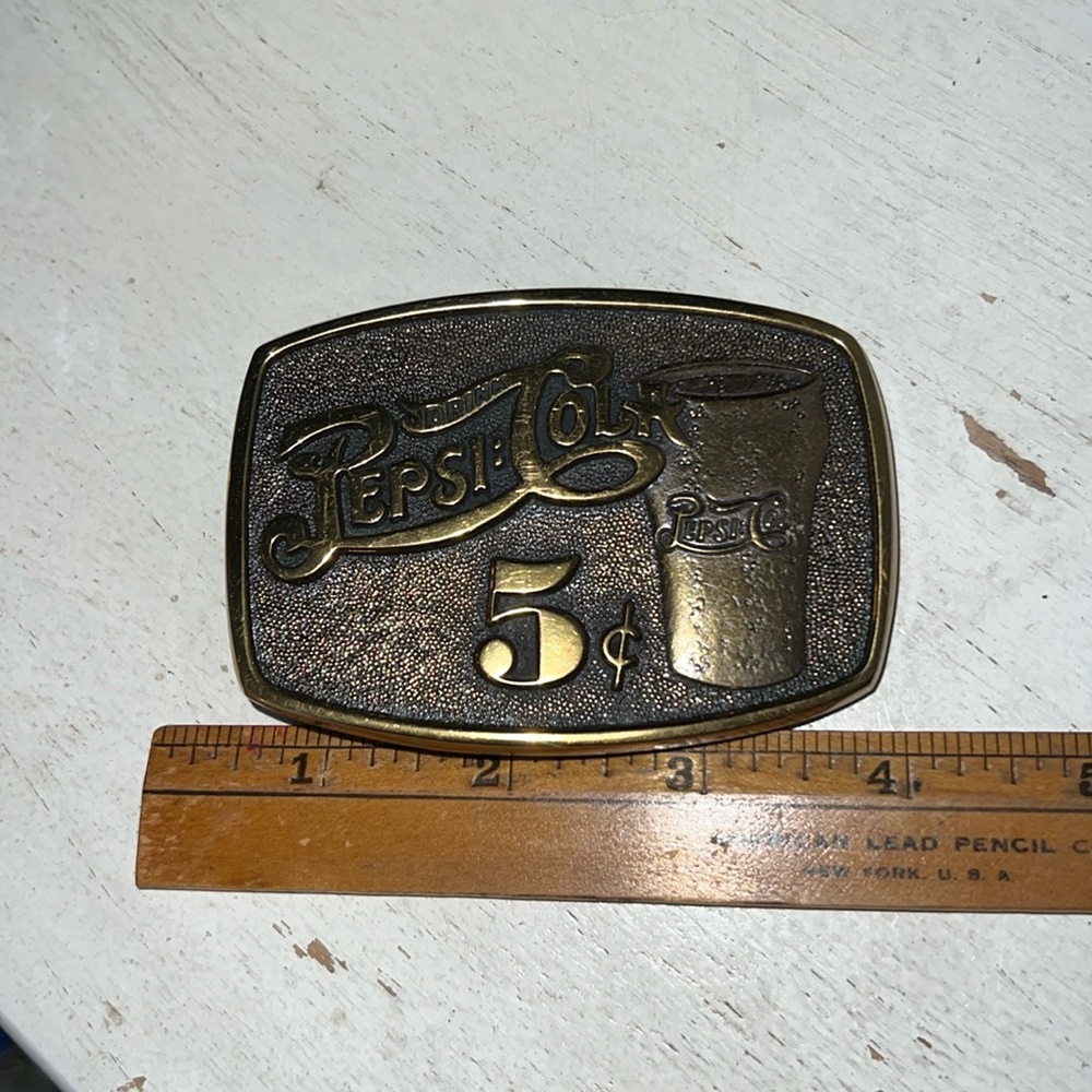 Vintage Pepsi cola you make a difference brass belt buckle made in USA